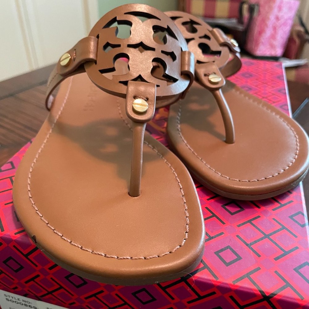 Tory Burch Miller Calf Leather Sandals, Size 8